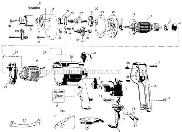 Page A Diagram and Parts List for 1172-10 Type 1 Black and Decker Electric Drill
